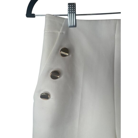 2/$30 ZARA XS High-Waist White Shorts With Angled Gold Buttons Pockets - Picture 6 of 11